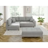 Maya - Ecksofa mit Schlaffunktion und Hocker mit Braun Holzfüßen im skandinavischen Stil aus Cord-Stoff