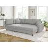 Maya - Ecksofa mit Schlaffunktion und Hocker mit Braun Holzfüßen im skandinavischen Stil aus Cord-Stoff