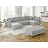 Maya - Wohnlandschaft mit Schlaffunktion und Hocker mit Braun Holzfüßen im skandinavischen Stil aus Cord-Stoff