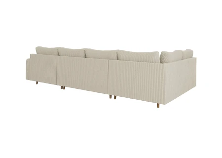 Maya - Wohnlandschaft mit Braun Holzfüßen im skandinavischen Stil aus Cord-Stoff