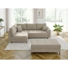 Lars - Ecksofa mit Schlaffunktion und Hocker mit Braun Holzfüßen im skandinavischen Stil aus Boucle-Stoff
