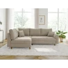 Lars - Ecksofa mit Schlaffunktion und Hocker mit Braun Holzfüßen im skandinavischen Stil aus Boucle-Stoff