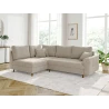 Lars - Ecksofa mit Schlaffunktion und Hocker mit Braun Holzfüßen im skandinavischen Stil aus Boucle-Stoff