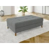 Lars - Ecksofa mit Schlaffunktion und Hocker mit Braun Holzfüßen im skandinavischen Stil aus Boucle-Stoff