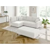 Lars - Ecksofa mit Schlaffunktion und Hocker mit Braun Holzfüßen im skandinavischen Stil aus Boucle-Stoff