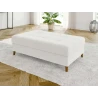 Lars - Ecksofa mit Schlaffunktion und Hocker mit Braun Holzfüßen im skandinavischen Stil aus Boucle-Stoff
