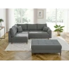 Lars - Ecksofa mit Schlaffunktion und Hocker mit Braun Holzfüßen im skandinavischen Stil aus Boucle-Stoff