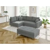 Lars - Ecksofa mit Schlaffunktion und Hocker mit Braun Holzfüßen im skandinavischen Stil aus Boucle-Stoff