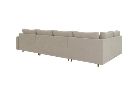 Lars - Wohnlandschaft mit Braun Holzfüßen im skandinavischen Stil aus Boucle-Stoff