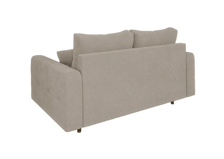 Lars - Sofa 2 sitzer mit Braun Holzfüßen im skandinavischen Stil aus Boucle-Stoff