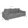 Lars - Sofa 3 sitzer mit Braun Holzfüßen im skandinavischen Stil aus Boucle-Stoff