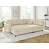 Trygve - Ecksofa mit Schlaffunktion und Hocker mit Braun Holzfüßen im skandinavischen Stil aus Chenille-Stoff