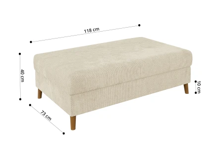 Trygve - Ecksofa mit Schlaffunktion und Hocker mit Braun Holzfüßen im skandinavischen Stil aus Chenille-Stoff
