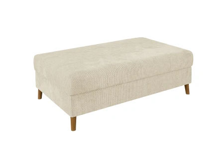 Trygve - Ecksofa mit Schlaffunktion und Hocker mit Braun Holzfüßen im skandinavischen Stil aus Chenille-Stoff