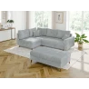 Trygve - Ecksofa mit Schlaffunktion und Hocker mit Braun Holzfüßen im skandinavischen Stil aus Chenille-Stoff