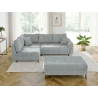 Trygve - Ecksofa mit Schlaffunktion und Hocker mit Braun Holzfüßen im skandinavischen Stil aus Chenille-Stoff