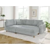 Trygve - Ecksofa mit Schlaffunktion und Hocker mit Braun Holzfüßen im skandinavischen Stil aus Chenille-Stoff
