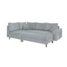 Trygve - Ecksofa mit Schlaffunktion und Hocker mit Braun Holzfüßen im skandinavischen Stil aus Chenille-Stoff