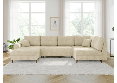 Trygve - Wohnlandschaft mit Braun Holzfüßen im skandinavischen Stil aus Chenille-Stoff