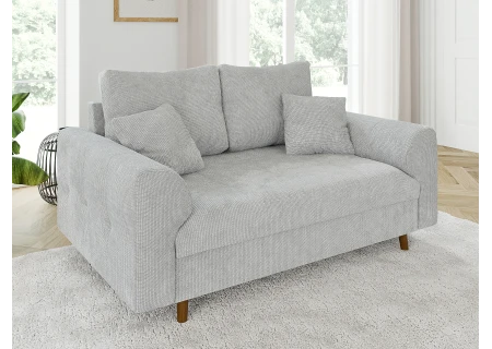 Trygve - Sofa 2 sitzer mit Braun Holzfüßen im skandinavischen Stil aus Chenille-Stoff
