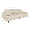 Trygve - Sofa 3 sitzer mit Braun Holzfüßen im skandinavischen Stil aus Chenille-Stoff