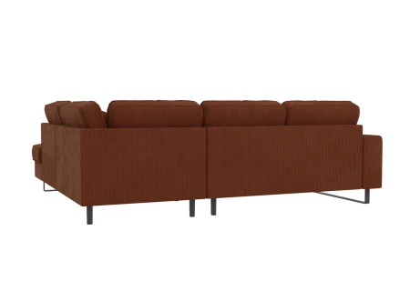 Breeze - Ecksofa mit Ottomane und Schwarz Metall Füßen in Cord-Stoff