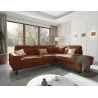 Breeze - Ecksofa mit Ottomane und Schwarz Metall Füßen in Cord-Stoff