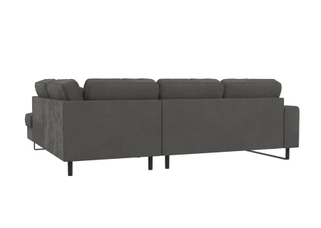 Nova - Ecksofa mit Ottomane und Schwarz Metall Füßen in Samt-Stoff