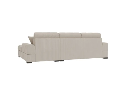 Axel - Ecksofa mit Schlaffunktion in Cord-Stoff schöner Sitzkomfort mit schwarzen Holzfüßen