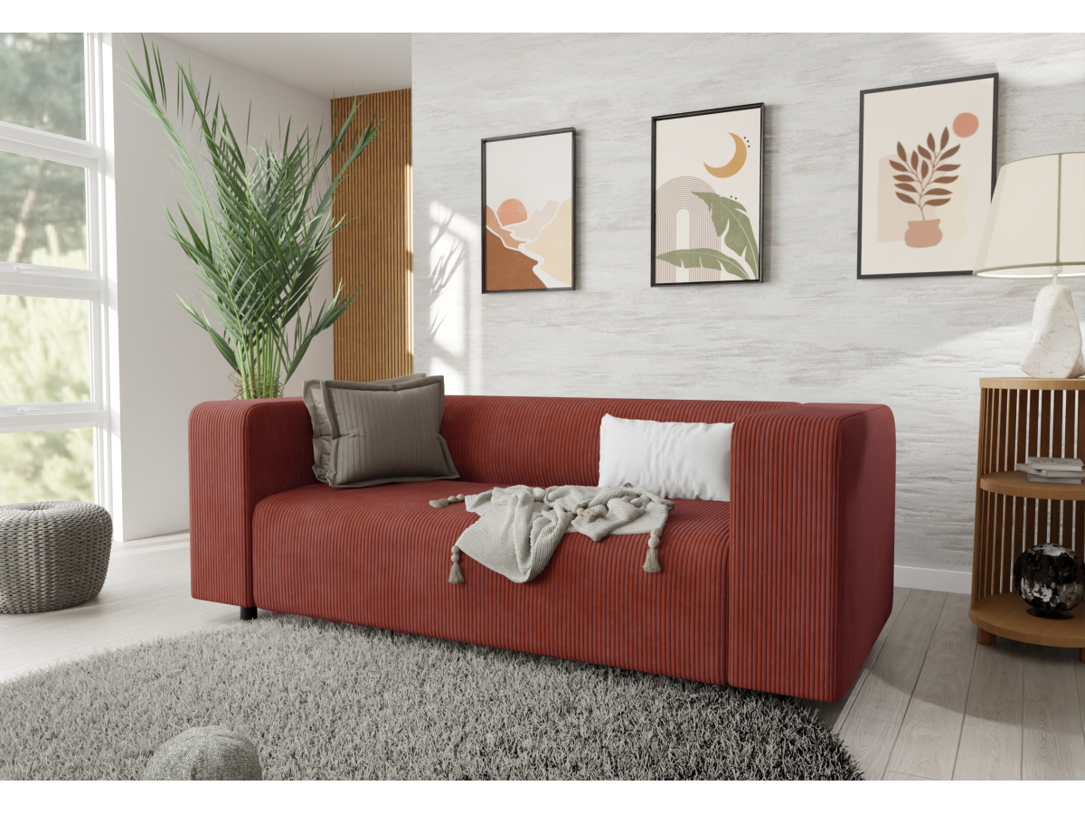 Oskar - Modernes Sofa 2 sitzer aus Cord-Stoff mit bequemem Sitz